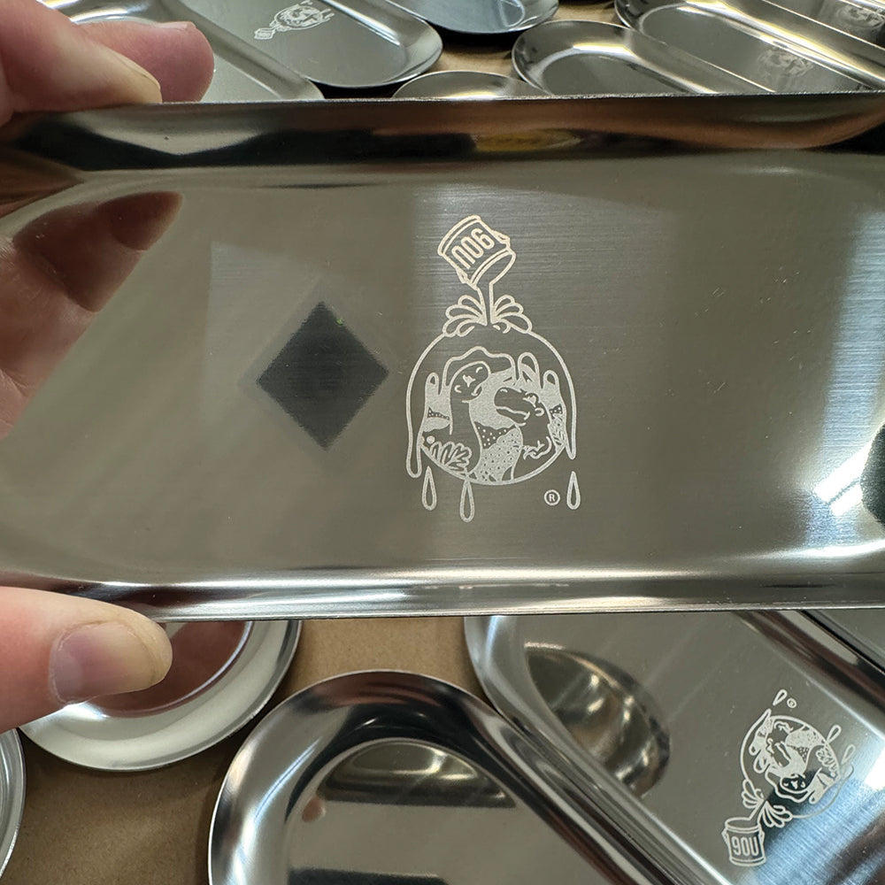 (12 Pack) Custom Etched Stainless Steel Tray 9"