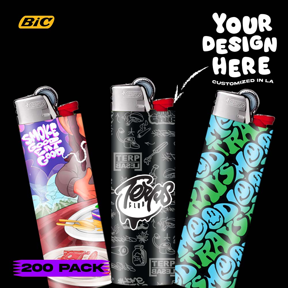 (200 PACK) Custom Classic BIC Lighter Vinyl Heat Wrapped