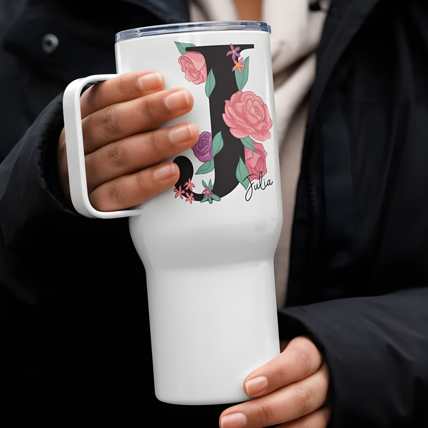 Custom Travel Mug with a Handle
