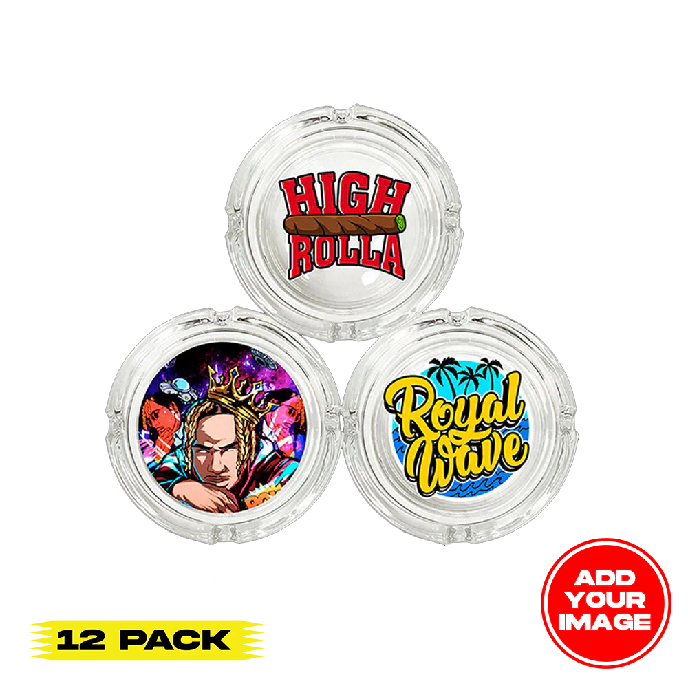 (12 PACK) Custom Heavy Duty Glass Ash Tray 4.25" x 1.375"