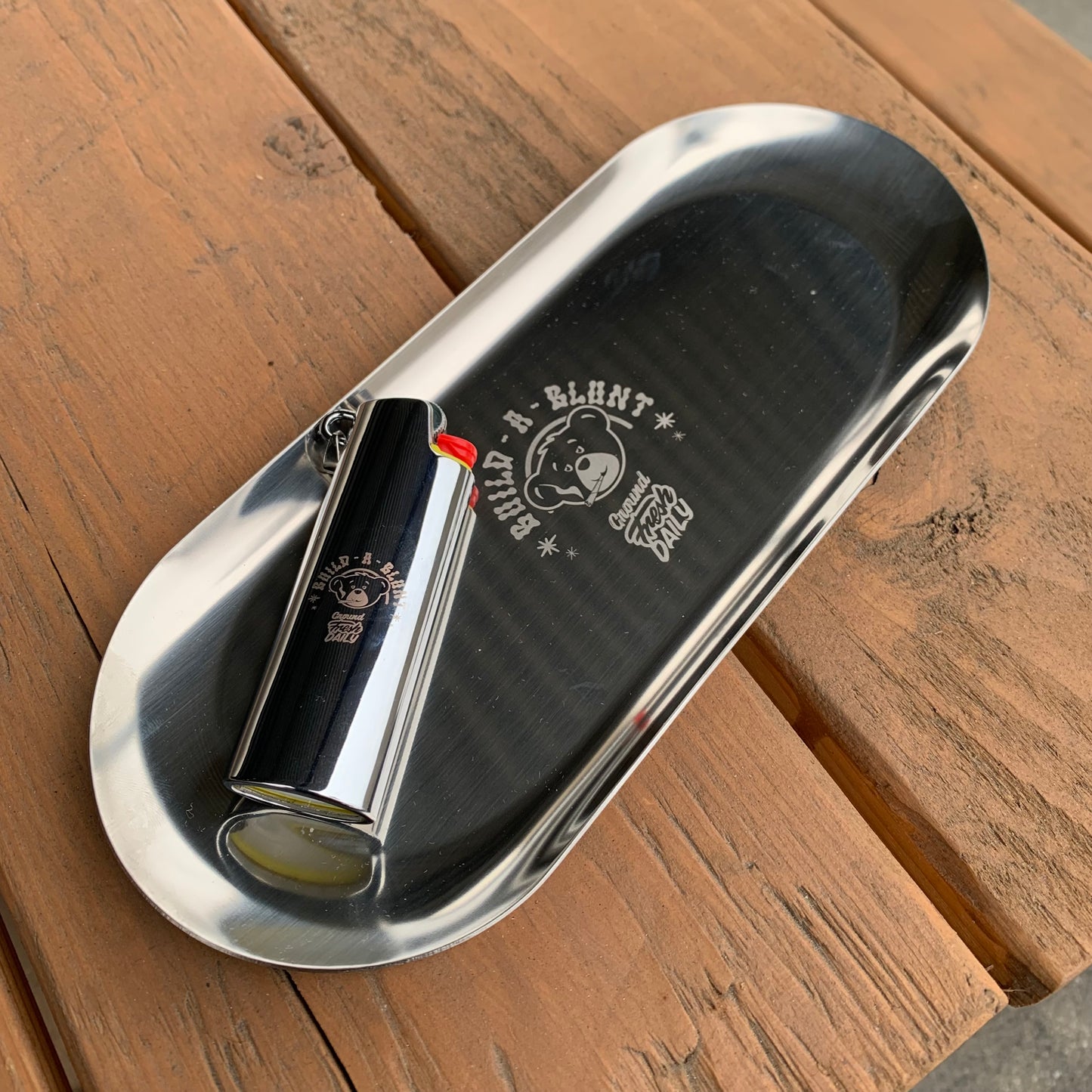 Custom Chrome Tray + BIC Lighter Chrome Case (BUNDLE)