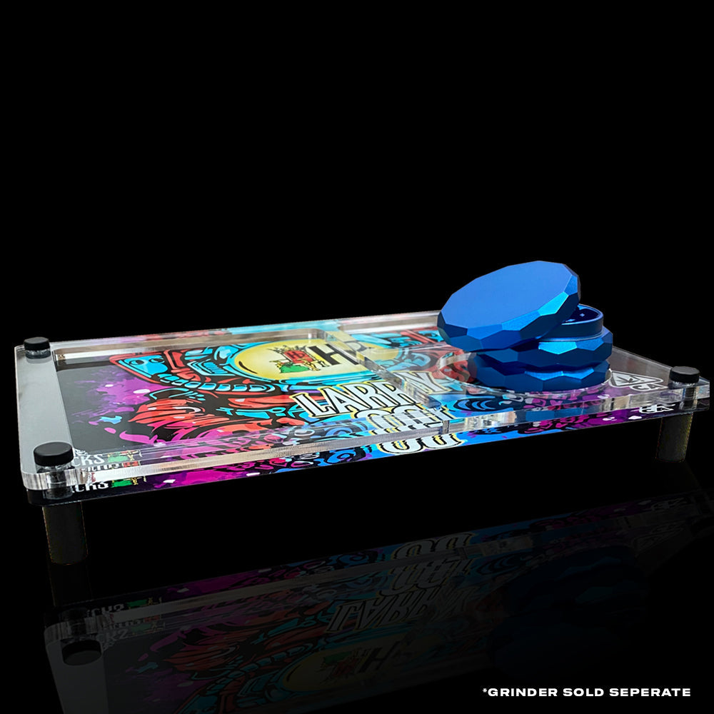 Custom Plexi Glass Tray Set with Grinder, Ash Tray and Jar (BUNDLE)