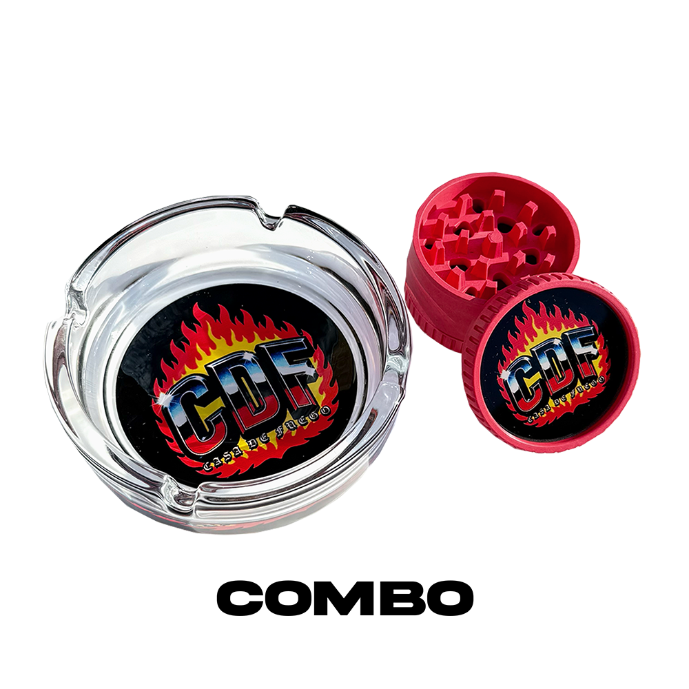 Custom Hemp Grinder & Glass Ashtray Combo SALE