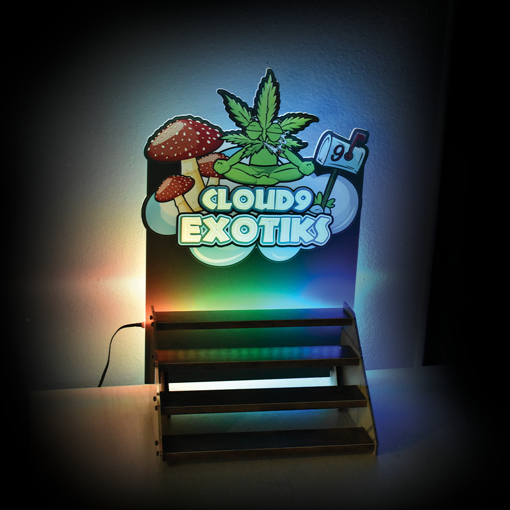 Custom Logo POS Display - Wood Shelf Tier Display Stand 15"x12.5"