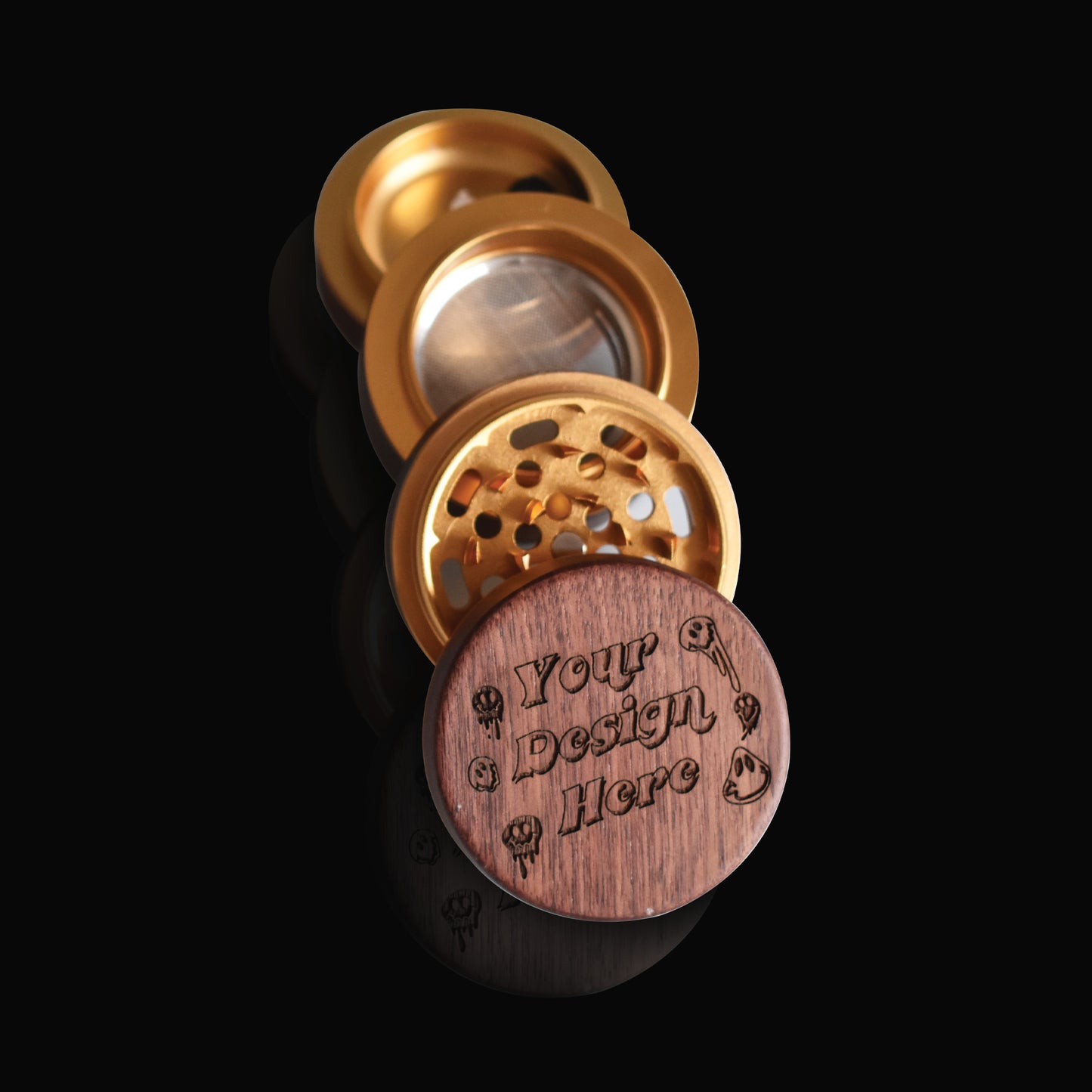 MOODTRAYS ™ - Create Your Own Walnut Wood Herb Grinder 2.38" x 2.54"