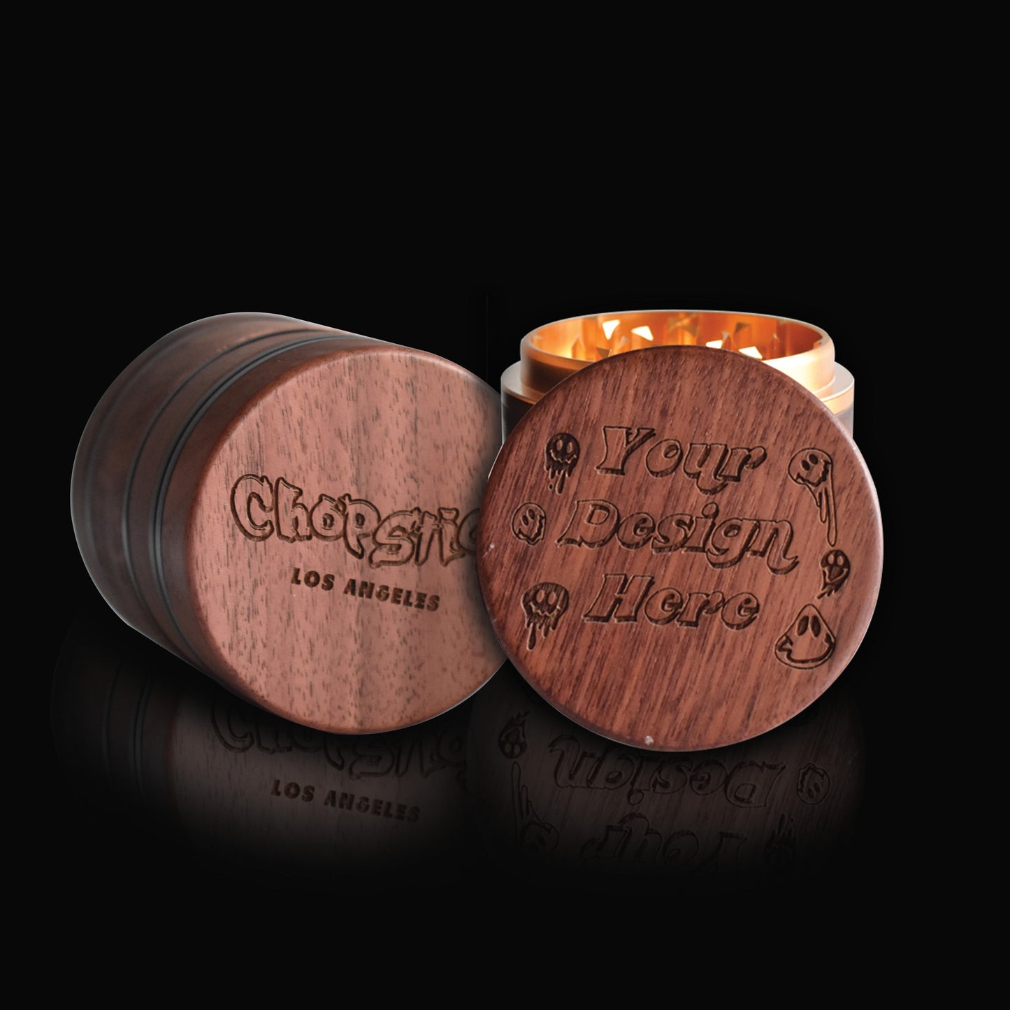 (24 PACK) Custom Smooth Walnut Premium Grinder 2.38" x 2.54"