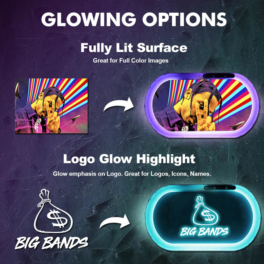 Custom Bluetooth Audio LED Rolling Mood Tray Set with Ash Tray and Jar (BUNDLE)