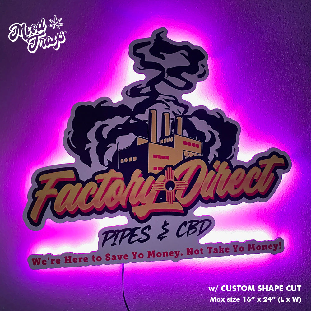 MOODTRAYS ™ Custom Logo Gloss LED Backlit Wall Art Sign 16"x24" or 30"x40" (Gloss Acrylic)