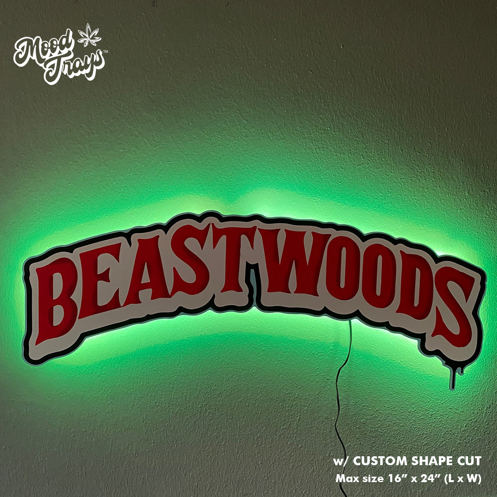 MOODTRAYS ™ Custom Logo Gloss LED Backlit Wall Art Sign 16"x24" or 30"x40" (Gloss Acrylic)