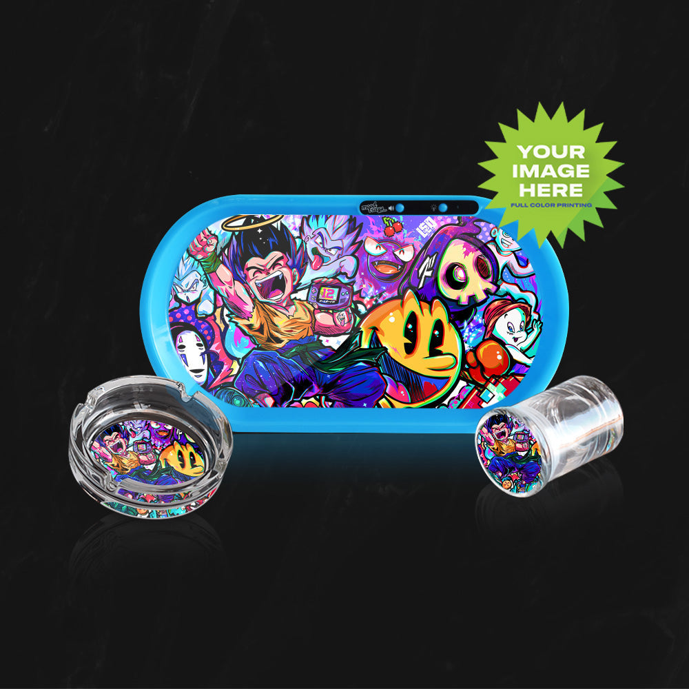 MOODTRAYS ™ Create Your Own Bluetooth Audio LED Rolling Mood Tray Set with Ash Tray and Jar (BUNDLE)