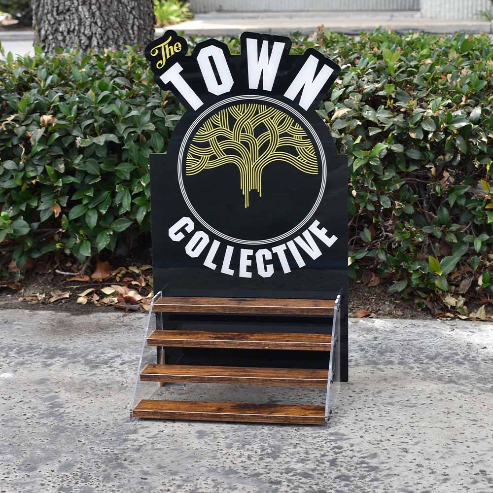 Custom Logo POS Display - Wood Shelf Tier Display Stand 15"x12.5"