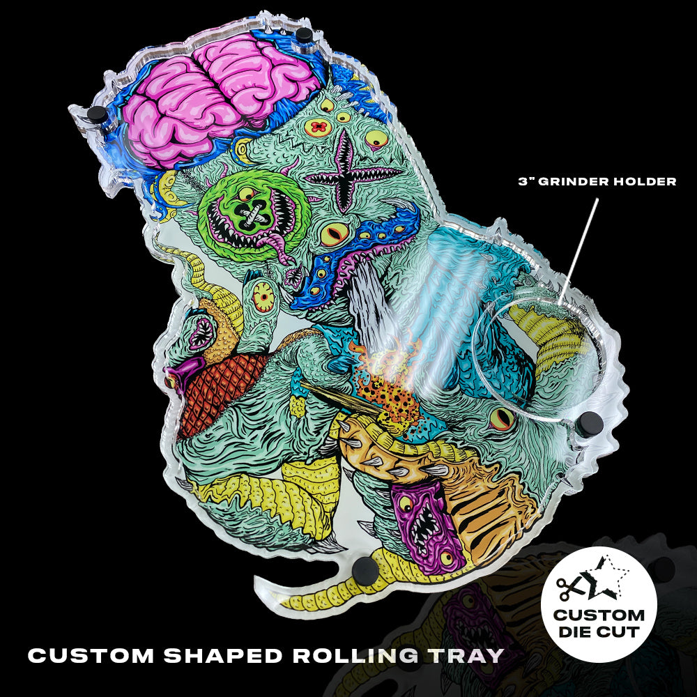 Custom Die Cut Plexi Glass MoodTray - Die Cut Rolling Tray