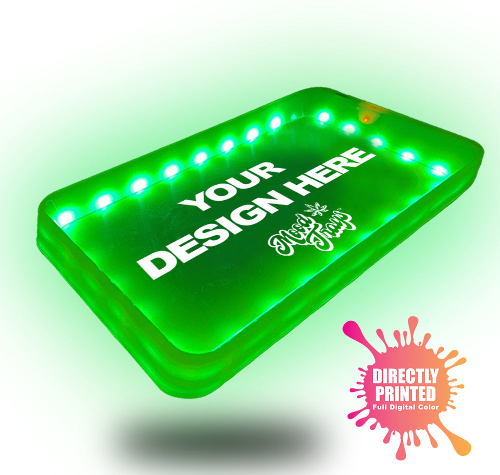 MOODTRAYS ™ Create Your Own Mood Tray 5.5" x 9.5" - Customizable LED Rolling Glow Trays (GREEN)