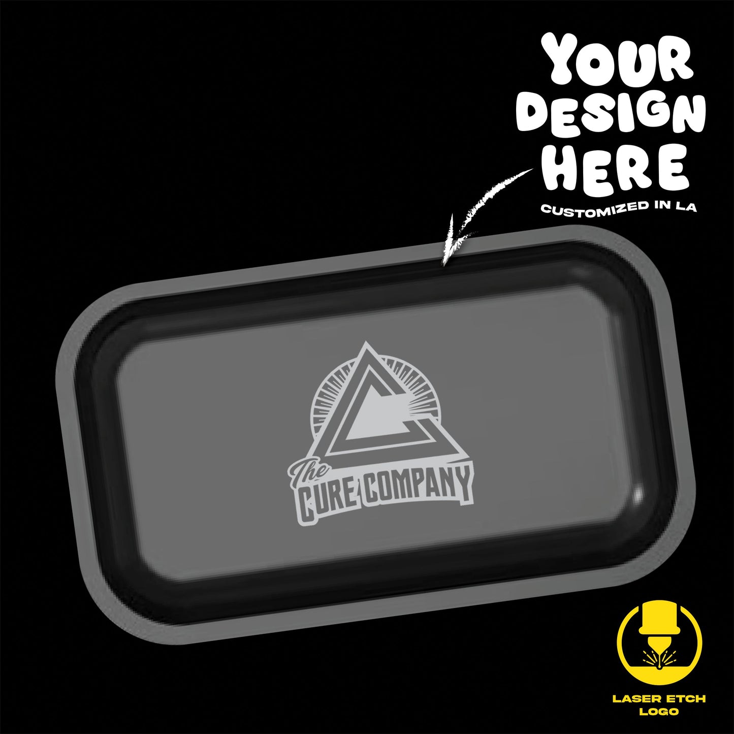 (24 PACK) Custom Etched Tin Rolling Tray Medium 10.6"x6.3" (Magnetic Lid)