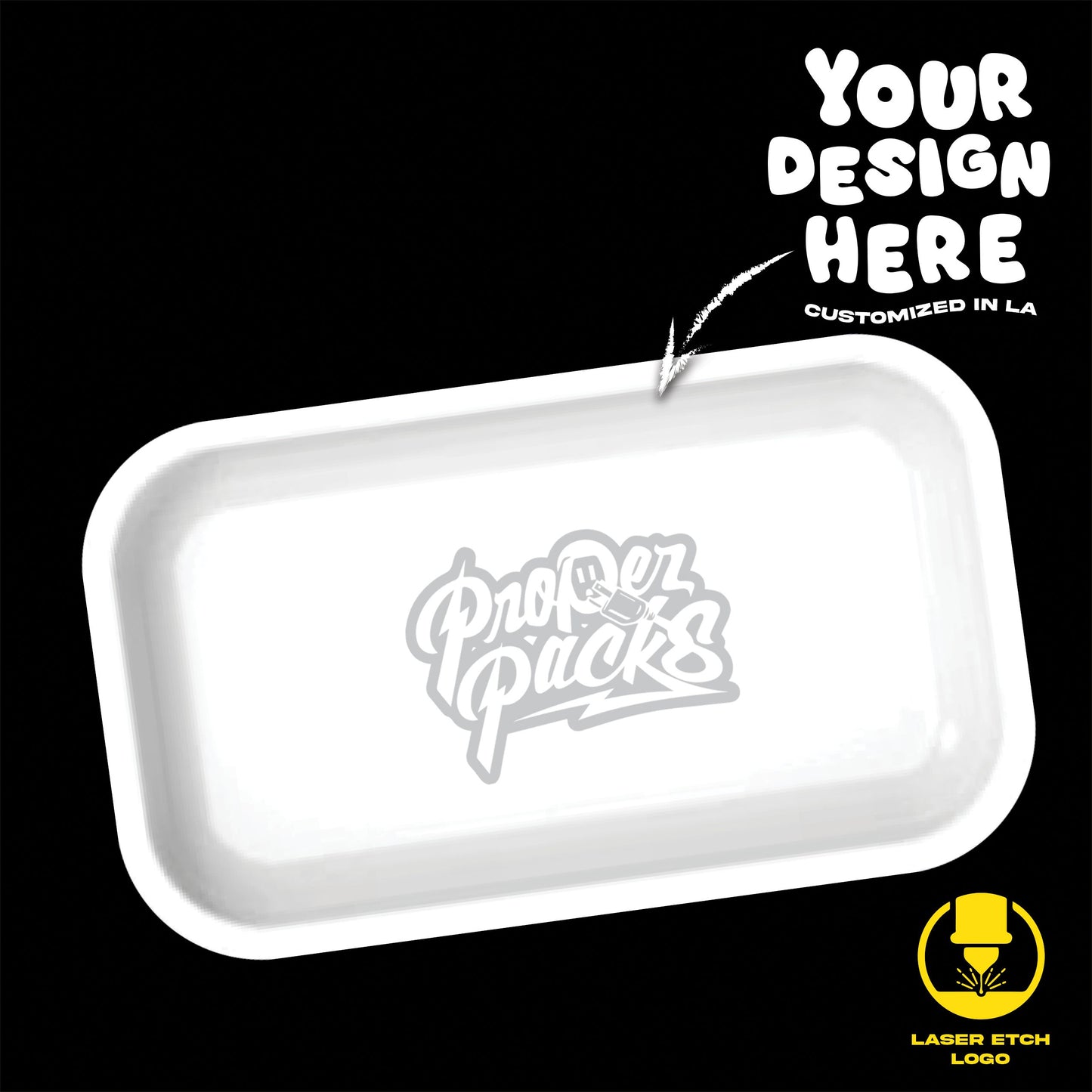 (24 PACK) Custom Etched Tin Rolling Tray Medium 10.6"x6.3" (Magnetic Lid)