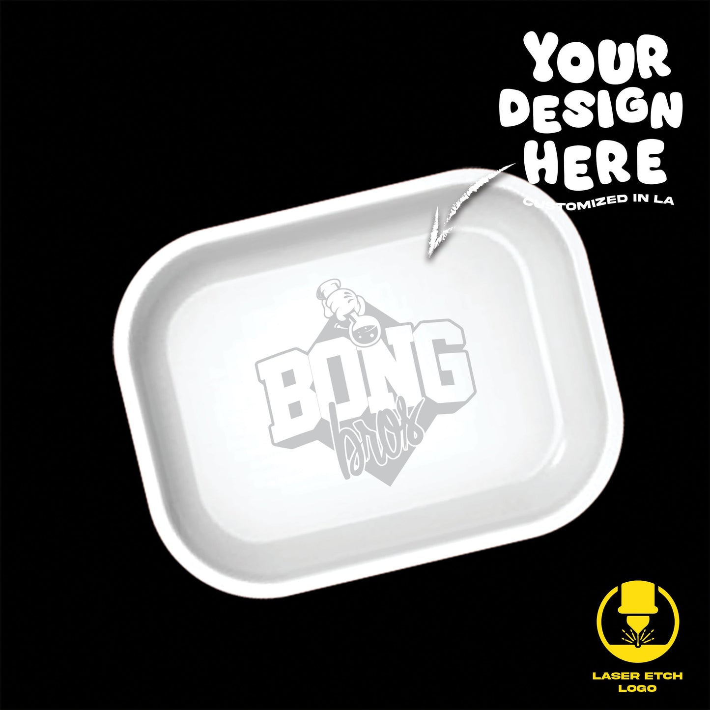 (12 PACK) Custom Etched Tin Rolling Tray Small 7"x5.5" (Magnetic Lid)