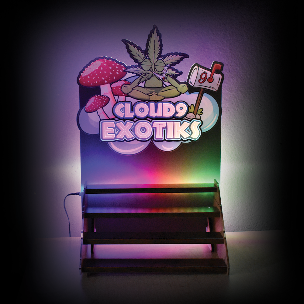 Custom Logo POS Display - Wood Shelf Tier Display Stand 15"x12.5"