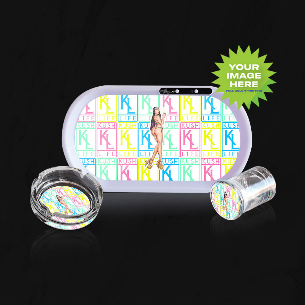 MOODTRAYS ™ Create Your Own Bluetooth Audio LED Rolling Mood Tray Set with Ash Tray and Jar (BUNDLE)