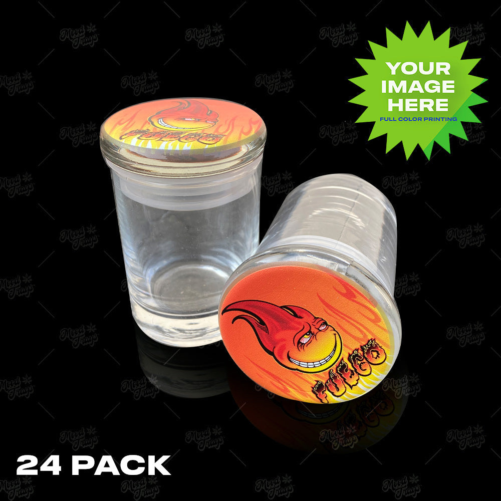 (24 PACK) Custom Glass Jar with Rubber Seal Lid 3.2" x 1.8" - Custom 3 oz. Stash Glass Jar