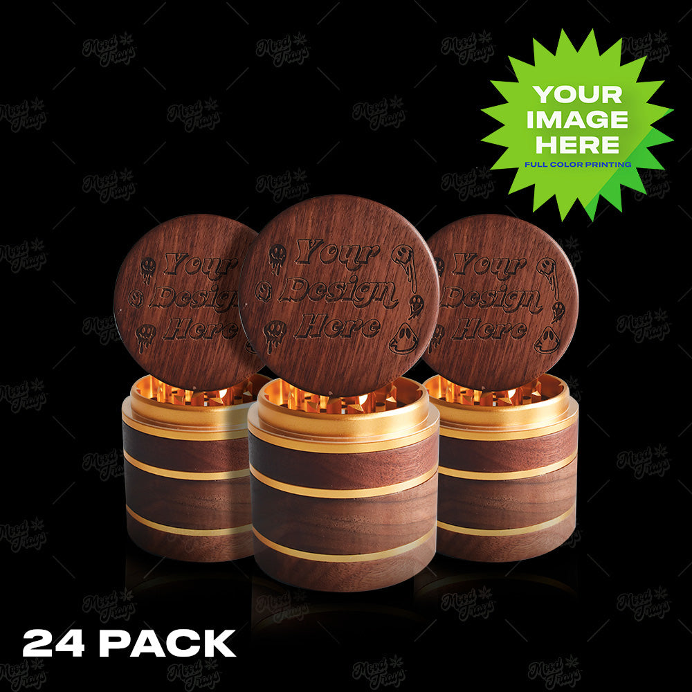 (24 PACK) Custom Smooth Walnut Premium Grinder 2.38" x 2.54"