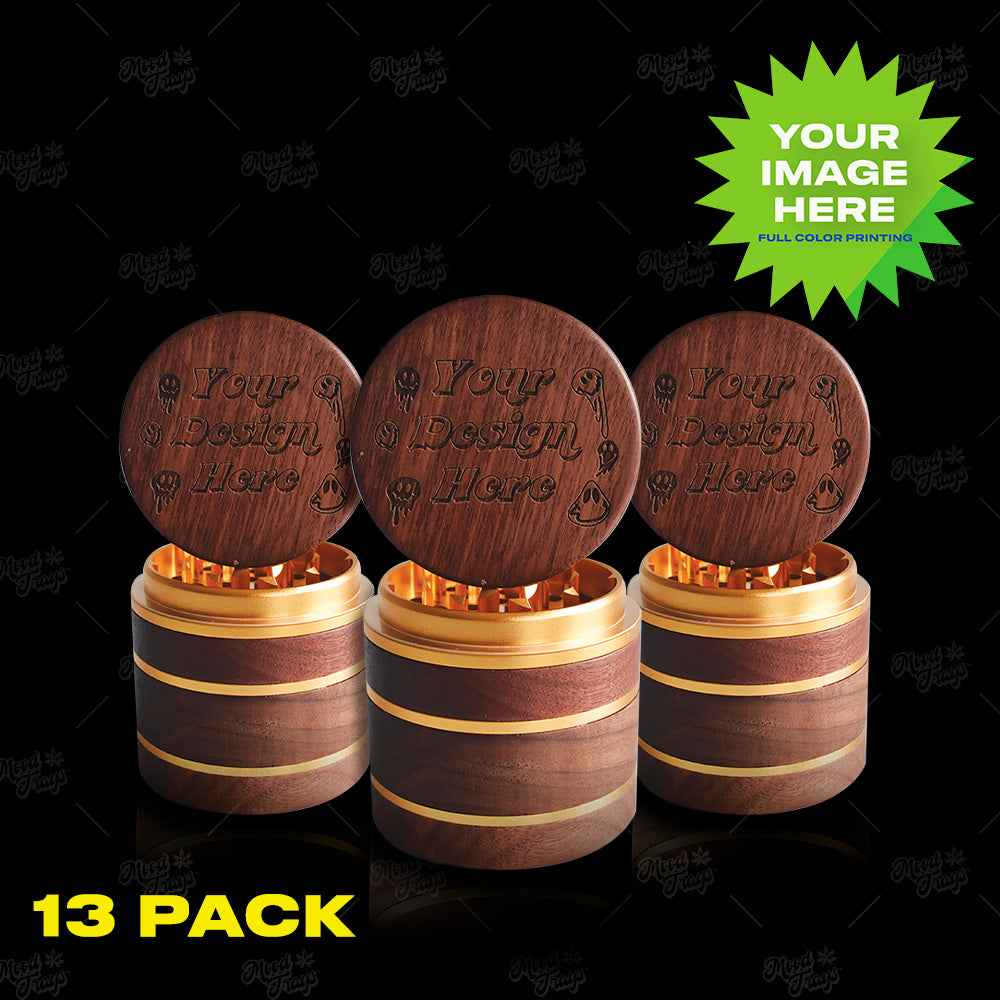 (12 PACK) Custom Walnut Wood Herb Grinder 2.38" x 2.54"
