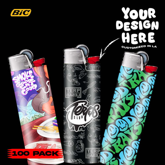 (100 PACK) Custom Classic BIC Lighter Vinyl Heat Wrapped