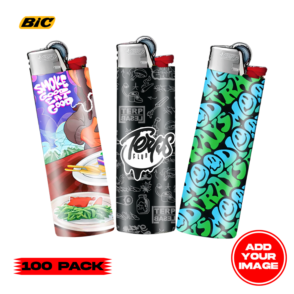 (100 PACK) Custom Classic BIC Lighter Vinyl Heat Wrapped