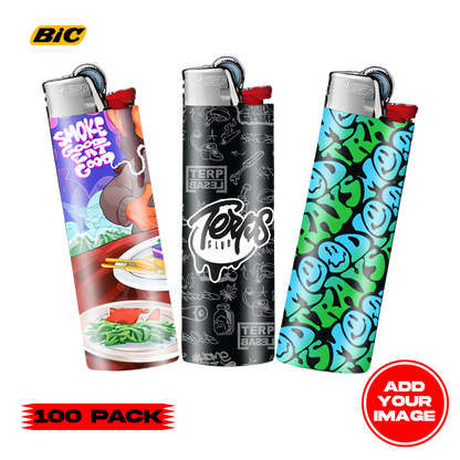 (100 PACK) Custom Classic BIC Lighter Vinyl Heat Wrapped