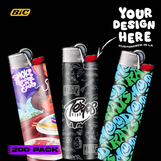 (200 PACK) Custom Classic BIC Lighter Vinyl Heat Wrapped
