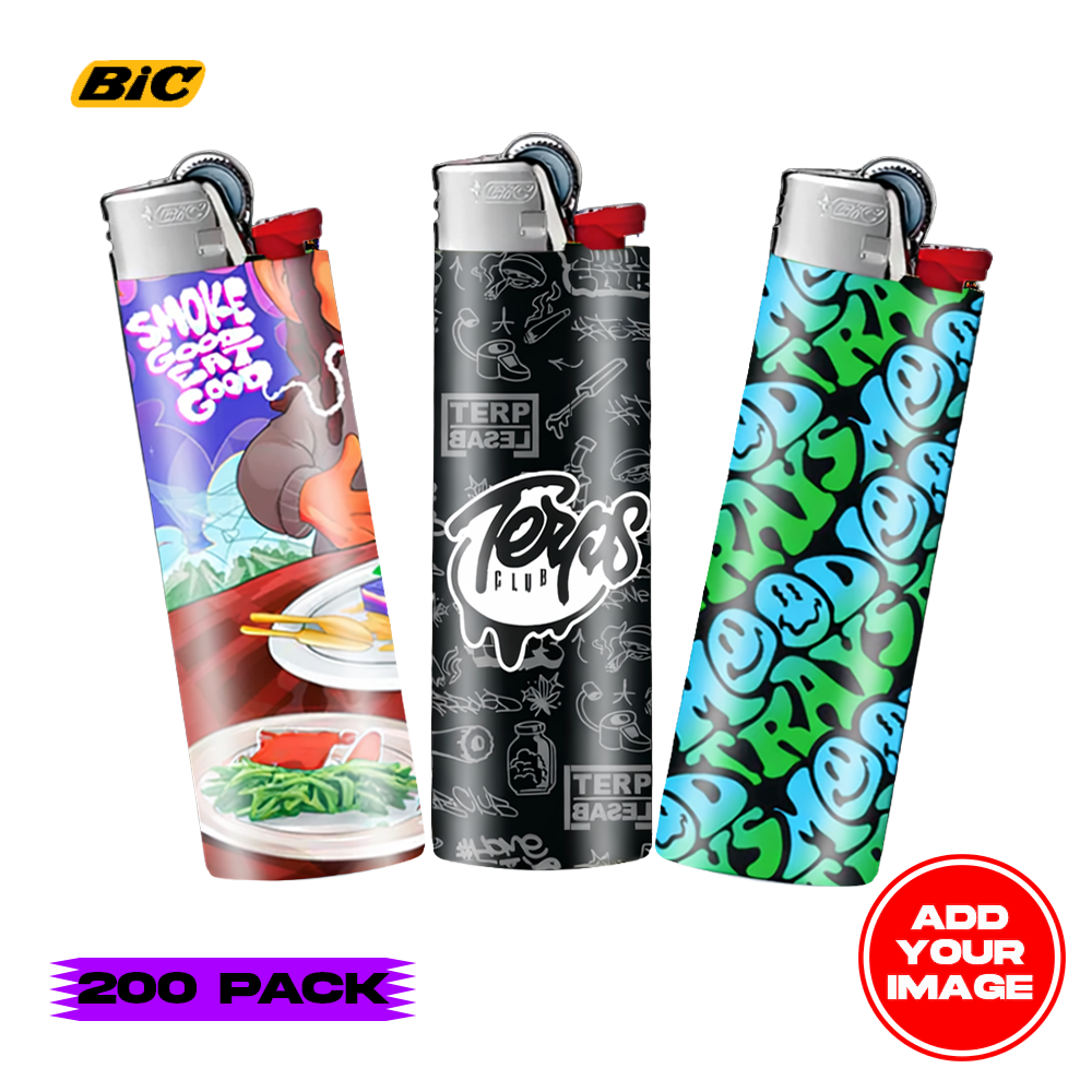 (200 PACK) Custom Classic BIC Lighter Vinyl Heat Wrapped
