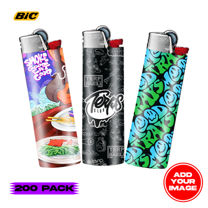 (200 PACK) Custom Classic BIC Lighter Vinyl Heat Wrapped