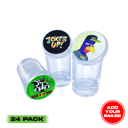 (24 PACK) Custom Glass Jar with Rubber Seal Lid 3.2" x 1.8" - Custom 3 oz. Stash Glass Jar