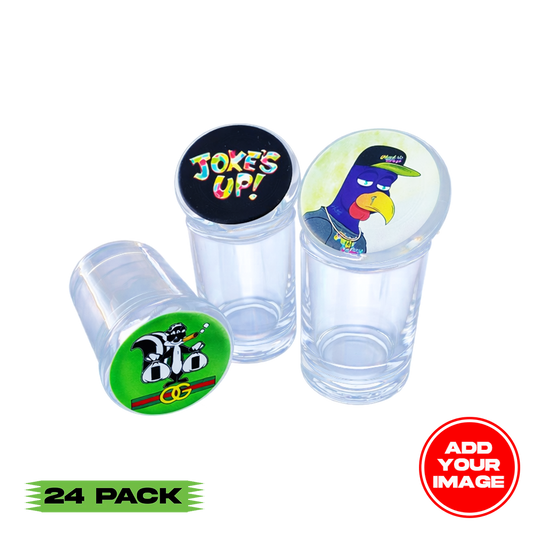 (24 PACK) Custom Glass Jar with Rubber Seal Lid 3.2" x 1.8" - Custom 3 oz. Stash Glass Jar