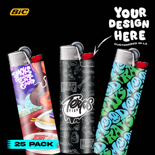 (25 PACK) Custom Classic BIC Lighter Vinyl Heat Wrapped