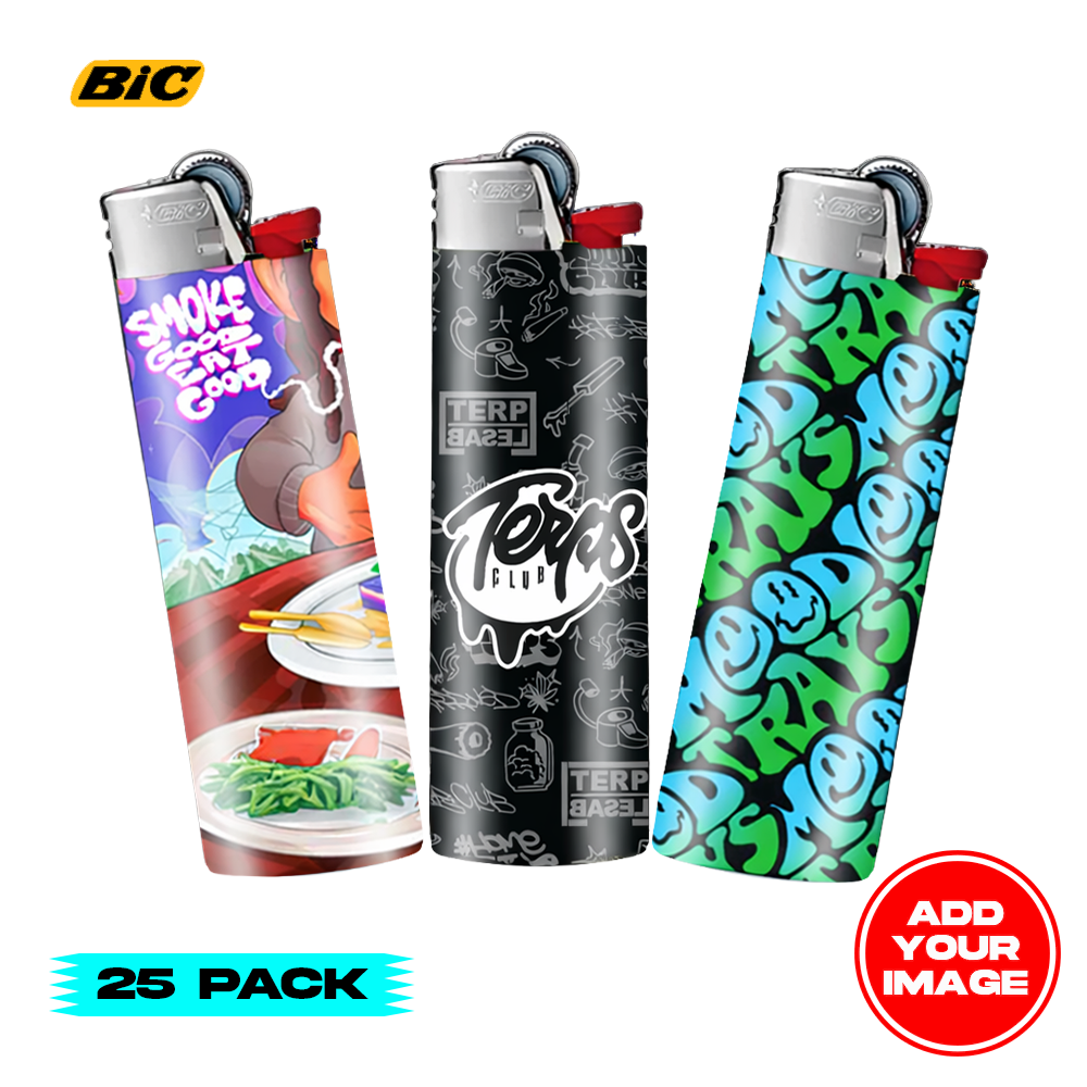 (25 PACK) Custom Classic BIC Lighter Vinyl Heat Wrapped