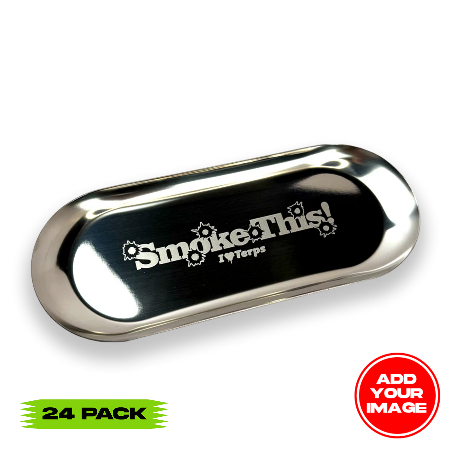 (24 Pack) Custom Etched Stainless Steel Tray 9"
