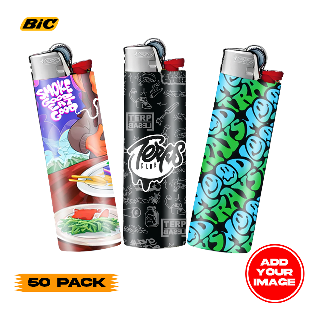 (50 PACK) Custom Classic BIC Lighter Vinyl Heat Wrapped