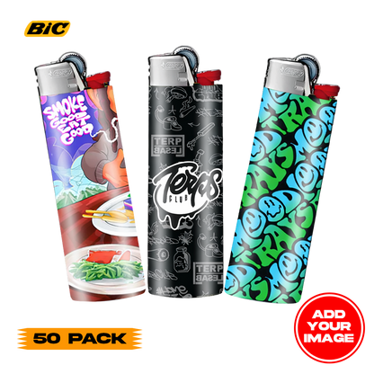 (50 PACK) Custom Classic BIC Lighter Vinyl Heat Wrapped