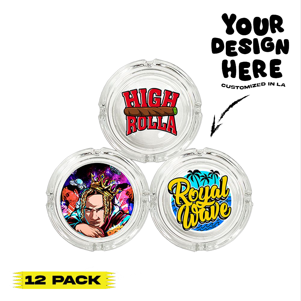 (12 PACK) Custom Heavy Duty Glass Ash Tray 4.25" x 1.375"