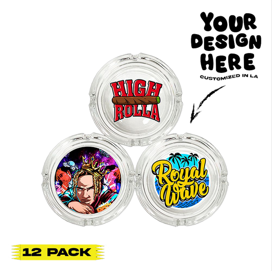 (12 PACK) Custom Heavy Duty Glass Ash Tray 4.25" x 1.375"