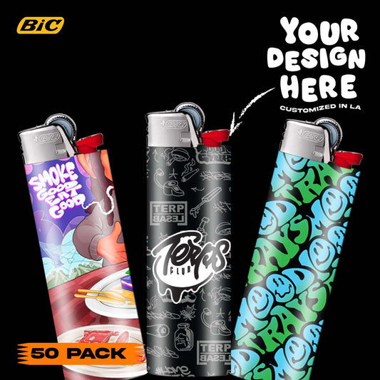 (50 PACK) Custom Classic BIC Lighter Vinyl Heat Wrapped