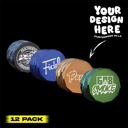 (12 PACK) Custom Grinder 2.38" x 2" - Anodized Aluminum Alloy 4 Chamber Custom Etched Grinder 64mm