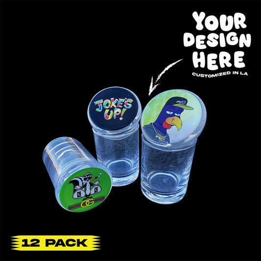 (12 PACK) MOODTRAYS ™ Create Your Own Glass Jar with Rubber Seal Lid 3.2" x 1.8" - Custom 3 oz. Stash Glass Jar