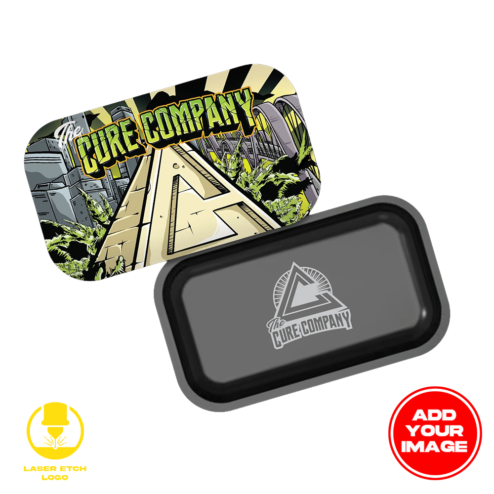 Custom Etched Tin Rolling Tray Medium 10.6"x6.3" (Magnetic Lid)