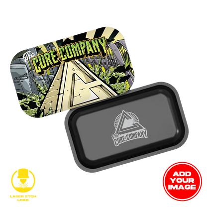 Custom Etched Tin Rolling Tray Medium 10.6"x6.3" (Magnetic Lid)