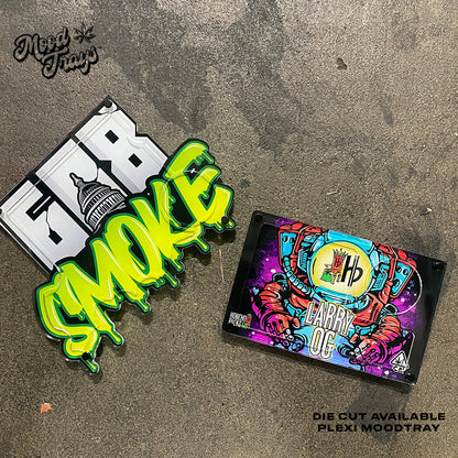 Custom Die Cut Plexi Glass Tray Set with Ash Tray and Jar (BUNDLE)