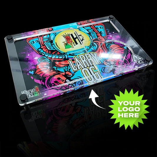 Custom Plexi Glass Tray Set with Grinder, Ash Tray and Jar (BUNDLE)