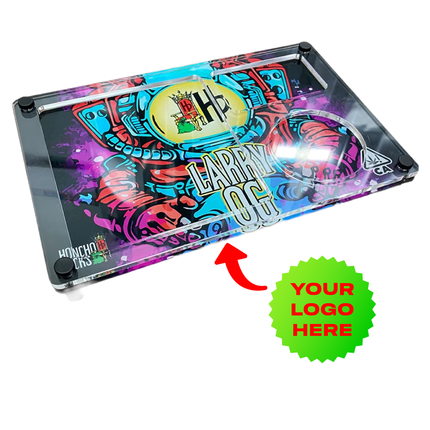 Custom Plexi Glass Tray Set with Ash Tray and Jar (BUNDLE)