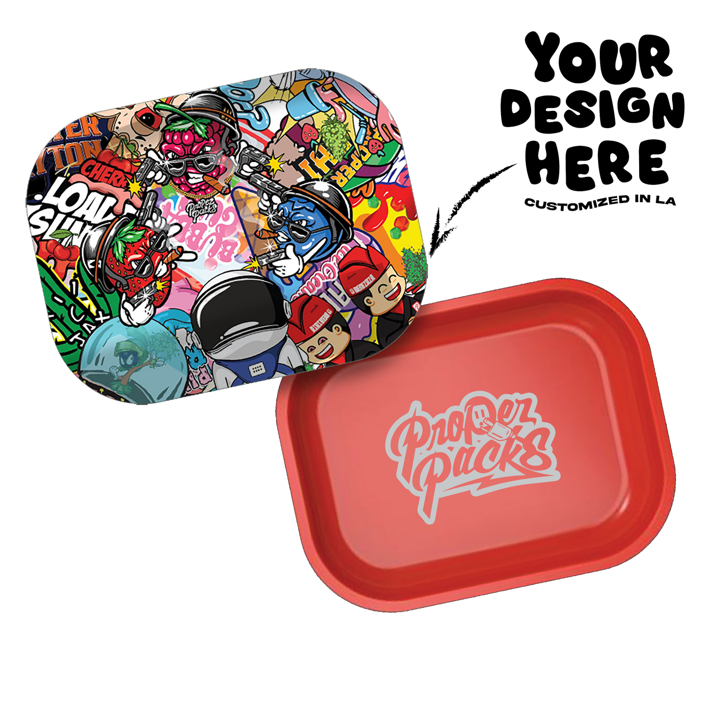 Custom Etched Tin Rolling Tray Small 7"x5.5" (Magnetic Lid)