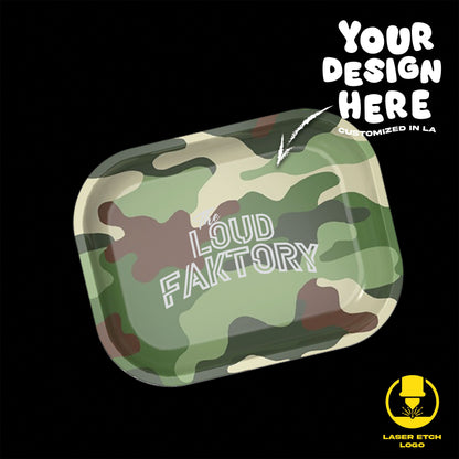 Custom Etched Tin Rolling Tray Small Set with Ash Tray and Jar (BUNDLE)